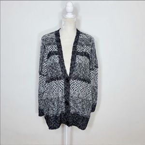 Gray Chunky Knit Grandpa Oversized Cardigan Sweater